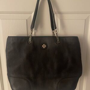 Tory Burch Black Textured Leather Tote